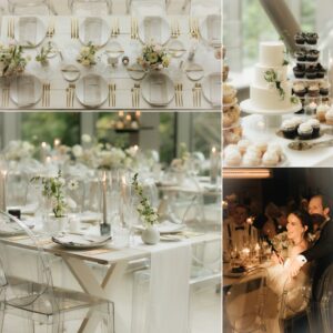 Wedding planner presenting a budget breakdown to engaged couple in Toronto.